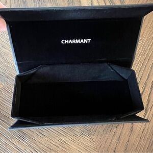 CHARMANT Eyeglasse Case Only Hard New Black Magnetic Flap Holder Velvet Interior